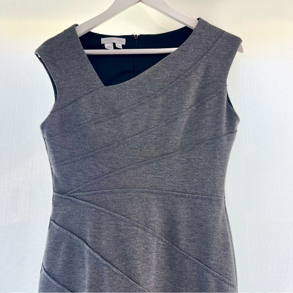 London Times grey bias detail dress. Size 10. Gently worn.